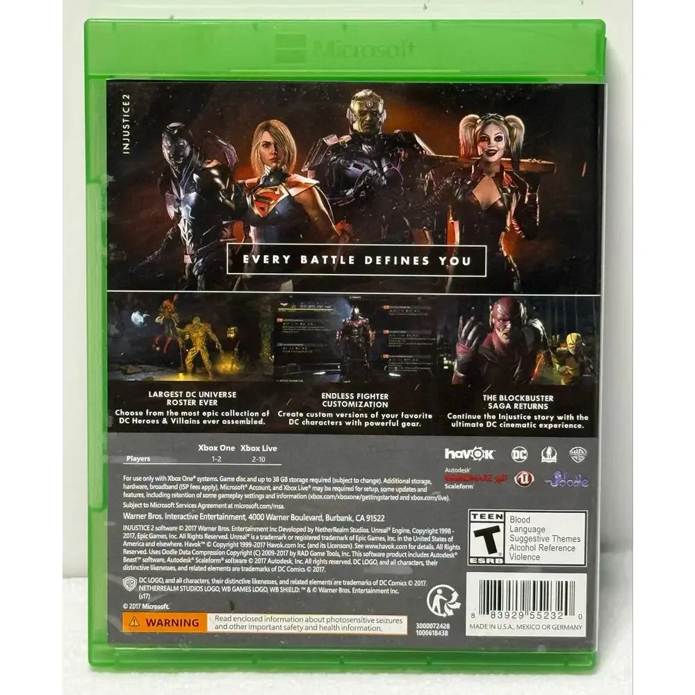 Injustice 2 Xbox One Game Complete CIB Tested DC Fighting Game 2017 WB Games